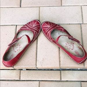 Pikolino red leather flats size 10